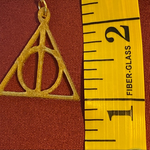 Deathly Hallows Emblem 3D Printed Earrings - Picture 3 of 4